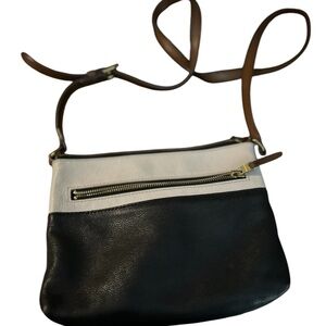 Fossil Women's Black & White TwoTone Leather Crossbody‎ Bag Medium